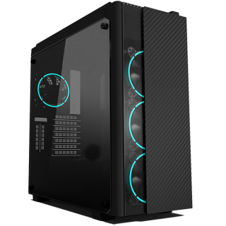 Rampage Számítógépház - Carbon (fekete; üveg ablakos; ATX; alsó táp; 4x120mm RGB; 2xUSB3.0) PC