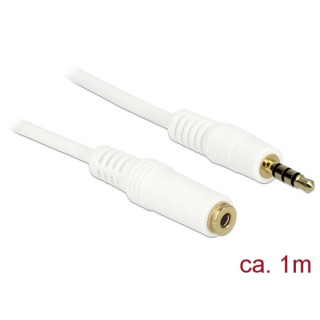 Delock Kábel - 84480 (3,5 mm Jack Hosszabbító kábel, apa/anya, iPhone 4 pin, fehér, 1m) 
