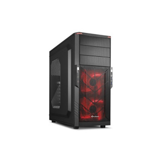 Sharkoon Számítógépház - T3-W (fekete; vörös belső; ATX,mATX; alsó táp; 2x120mm v.; 2xUSB3.0, I/O) PC