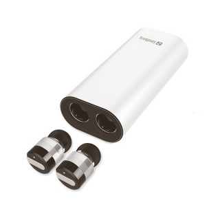 Sandberg Fülhallgató Vezeték nélküli - Bluetooth Earbuds +Powerbank (BT; 2100mAh akku; mikrofon; léptető gomb; króm) 