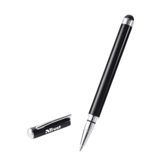 Trust Érintőceruza - Stylus & Ballpoint Pen (puha gumi vég; beépített toll; iPad, Tablet, Telefon kompatibilis; fekete) 