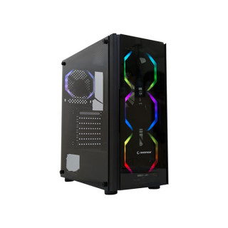 Rampage Számítógépház - MIRACLE-V1 RGB (fekete; edzett üveg; ATX; alsó táp; 4x120mm; 1xUSB3.0 + 2xUSB2.0, I/O; porszűrő) PC