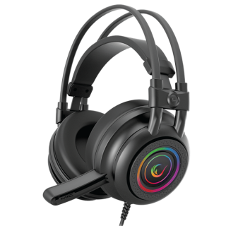 Rampage Fejhallgató - RM-K2 X-QUADRO RGB (7.1, mikrofon, USB, hangerőszabályzó, nagy-párnás, 2.2m kábel, fekete) PC