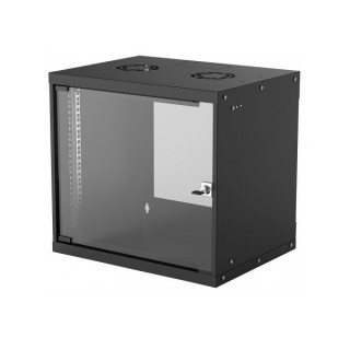 Intellinet Wallmount Cabinet 9U 540/400mm Rack 19' glass door, flat pack, black PC