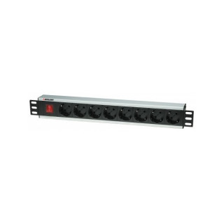 Manhattan elosztó - 19" 1,5U Rackmount elosztó, 8 aljzat, LED fény, 3m, ki-be kapcsológomb PC