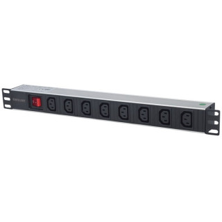 Manhattan elosztó - 19" 1U Rackmount elosztó, 8db C13 aljzat, 2m eltávolítható kábel, ki-be kapcsológom... PC