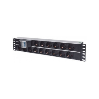 Manhattan elosztó - 19" 2U Rackmount elosztó, 15 aljzat,  3m, túlfeszültség védelem, PDU PC