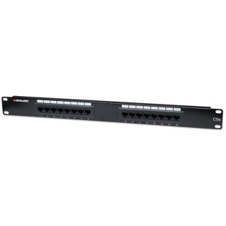 Manhattan Patch panel - CAT5e UTP patch panel, 16 portos, 1U, Fekete PC