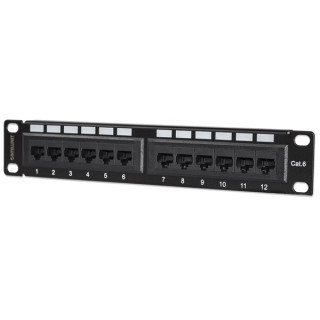 Manhattan Patch panel - CAT6 UTP árnyékolatlan patch panel, 12 portos, 10" 1U, Fekete PC