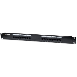 Manhattan Patch panel - CAT6 UTP patch panel, 16 portos, 1U, Fekete PC