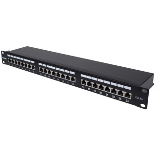 Manhattan Patch panel - CAT6A FTP árnyékolt patch panel, 24 portos, 1U,  Fekete PC