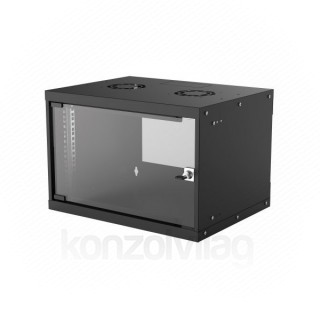 Intellinet Wallmount Cabinet 6U 540/400mm Rack 19' glass door, flat pack, black PC