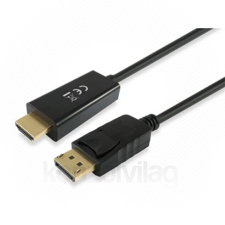 Equip Átalakító Kábel - 119390 (DisplayPort - HDMI kábel, apa/apa, 2m) PC