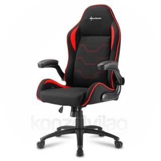 GSZEK Sharkoon Gamer szék - Elbrus 1 Black/Red (állítható magasság; fix kartámasz; szövet; acél talp; 120kg-ig) PC