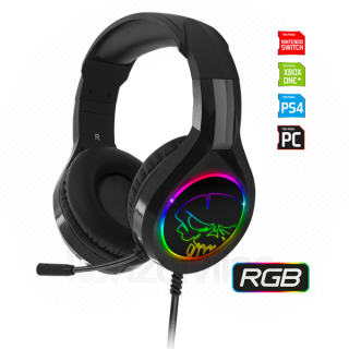 Spirit of Gamer Fejhallgató - PRO-H8 RGB (MultiPlatform, mikrofon, 3.5mm jack, hangerőszabályzó, 2m kábel, fekete) PC