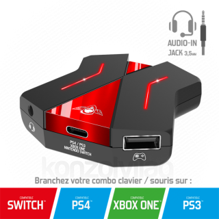 Spirit of Gamer Egér/Billentyűzet adapter konzolokhoz - SOG-CONV2 (Audio, 3x USB-A, 2x USB-C, Nintendo/PS4/PS3/Xbox One) PC