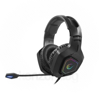 Rampage Fejhallgató - RM-K8 HAWKER RGB (7.1, PC/PS4, mikrofon, USB, hangerőszabályzó, nagy-párnás, 2,2m kábel, fekete) PC