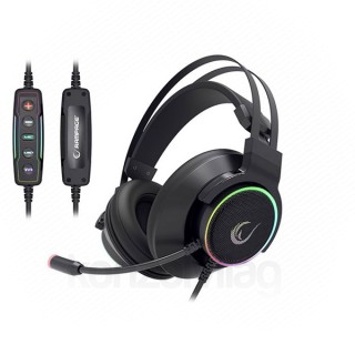 Rampage Fejhallgató - RM-K9 PALADIN  RGB (7.1, mikrofon, USB, hangeroszabályzó, nagy-párnás, 2,2m kábel, fekete) PC