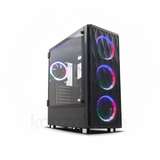 Rampage Számítógépház + Táp -  X-HORSE RGB (ablakos; 4x120mm; 1xUSB3.0 + 2xUSB2.0, I/O; porszűrő, 600W 80Plus Bronze) PC