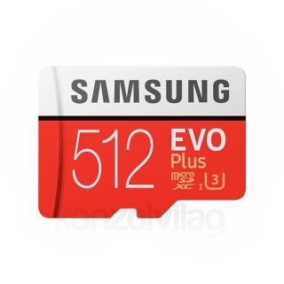 Samsung MicroSD kártya - 512GB MB-MC512HA/EU (EVOPLUS, Class10, UHS-1, Grade3, R100/W90, adapter) 