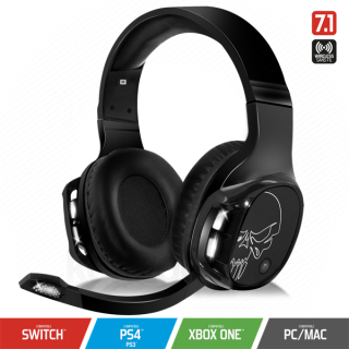 Spirit of Gamer Wireless Fejhallgató - MIC-XH1100 (MultiPlatform,7.1,mikrofon, hangerőszabályzó, nagy-párnás, fekete) PC