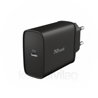 Trust Telefon töltő - Qmax 18W Ultra-Fast (1port 18W USB-C; fekete; hálózati csatlakozó) 