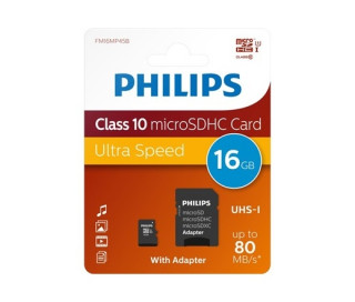 Card microSDHC Philips 16GB CL10 + adapter 