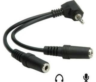 Roline Jack stereo 3,5mm (4pin) -> 2db Jack stereo 3,5mm M/F audio kábel 0.15m fekete PC