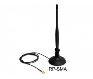 Delock 88413 SMA WLAN 4 dBi Antenna mágneses állvánnyal és hajlékony szerkezettel Fényképezőgépek, kamerák