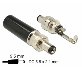 Delock DC csatlakozó apa 5,5 x 2,1 mm dugómérettel és 9,5 mm hosszal 