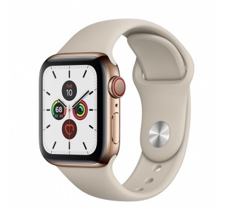 Apple Watch Series 5 GPS+Cellular okosóra, 40mm, Rozsdamentesacél, arany/kavicsszürke Mobil