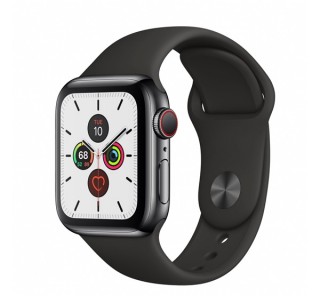 Apple Watch Series 5 GPS+Cellular okosóra, 40mm, Rozsdamentesacél, asztroszürke/fekete 