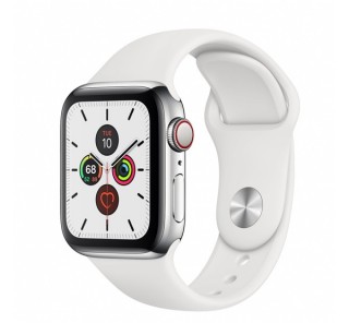 Apple Watch Series 5 GPS+Cellular okosóra, 40mm, Rozsdamentesacél, asztroszürke/fehér 