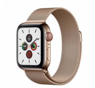 Apple Watch Series 5 GPS+Cellular okosóra, 40mm, Rozsdamentesacél, arany/arany milánói szíj 