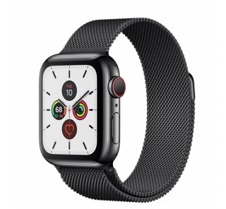 Apple Watch Series 5 GPS+Cellular okosóra, 40mm, Rozsdamentesacél, asztroszürke/fekete milánói szíj Mobil