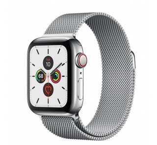 Apple Watch Series 5 GPS+Cellular okosóra, 40mm, Rozsdamentesacél, rozsdamentesacél milánói szíj 