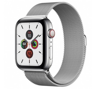 Apple Watch Series 5 GPS+Cellular okosóra, 44mm, Rozsdamentesacél, rozsdamentesacél milánói szíj 