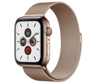 Apple Watch Series 5 GPS+Cellular okosóra, 44mm, Rozsdamentesacél, arany/arany milánói szíj 