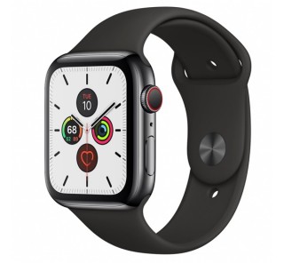 Apple Watch Series 5 GPS+Cellular okosóra, 44mm, Rozsdamentesacél, asztroszürke/fekete Mobil