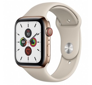 Apple Watch Series 5 GPS+Cellular okosóra, 44mm, Rozsdamentesacél, arany/kavicsszürke Mobil