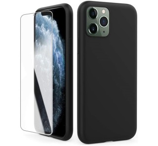 AhaStyle Apple iPhone 11 szilikon tok + tempered glass üvegfólia, fekete Mobil