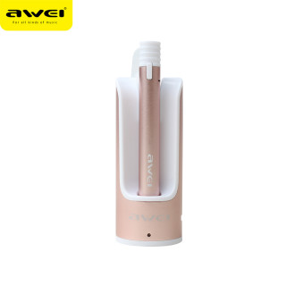 AWEI A835BL - Bluetooth® vezeték nélküli premium mono headset autós töltő-dokkolóval - Rózsaarany PC