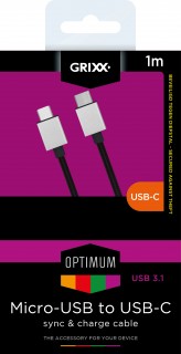 GRIXX OPTIMUM USB C - MICRO USB - Nagysebességű adat és töltőkábel Nylon 1 m Mobil