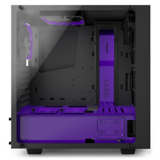 NZXT S340 Elite Matte Mid Tower Fekete-Lila (Táp nélküli) ablakos ATX ház PC