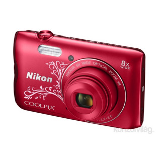 Nikon Coolpix A300 Vörös Line Art digitális fényképezőgép 