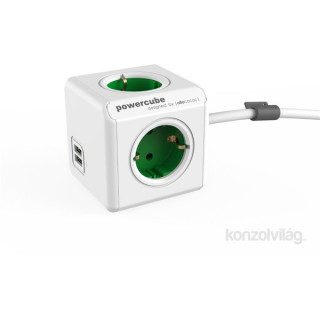 ELOSZT Allocacoc PowerCube Extended USB 1,5m 4-es zöld/fehér USB-s elosztó PC