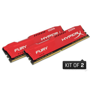 Kingston 16GB/2133MHz DDR-4 1Rx8 HyperX FURY piros (Kit 2db 8GB) (HX421C14FR2K2/16) memória PC