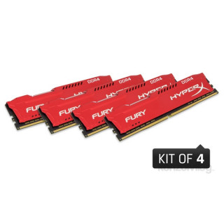 Kingston 64GB/2133MHz DDR-4 HyperX FURY piros (Kit 4db 16GB) (HX421C14FRK4/64) memória PC