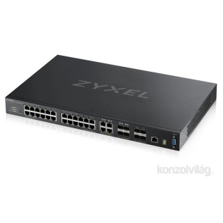 ZyXEL XGS4600-32 24port GbE LAN 4port GbE combo SFP/RJ45 4port 10GbE SFP+ L2+ L3+ menedzselhető, stackelhető switch PC