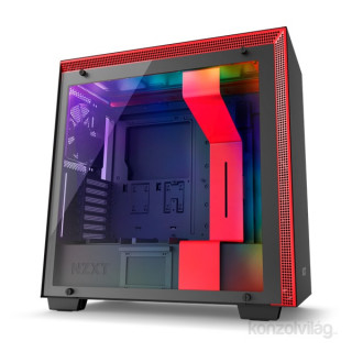 NZXT H700I Smart Fekete-Vörös (Táp nélküli) ablakos ATX ház PC